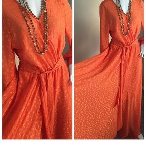 Orange flowy chiffon like maxi dress